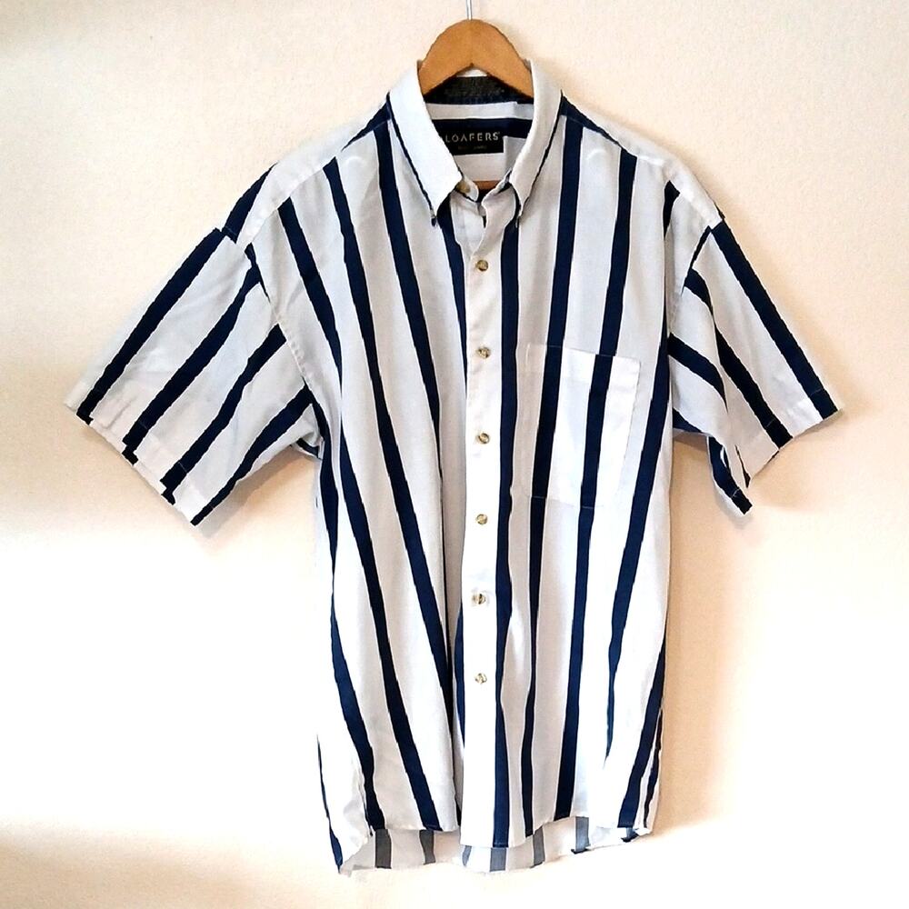 Vintage Loafers Reed St. James Striped Lightweight Short Sleeve Shirt